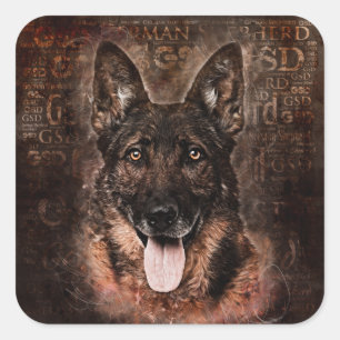 Tysk herdehund - GSD Fyrkantigt Klistermärke