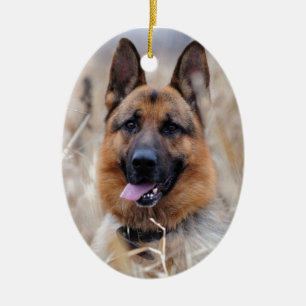Tysk herdehund julgransprydnad keramik