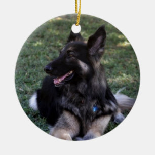 Tysk herdehund julgransprydnad keramik