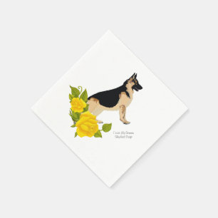 Tysk herdehund och gul ros pappersservett