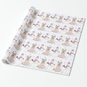 Tysk herdehund och snögubbe presentpapper