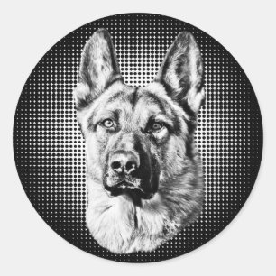 Tysk herdehund runt klistermärke