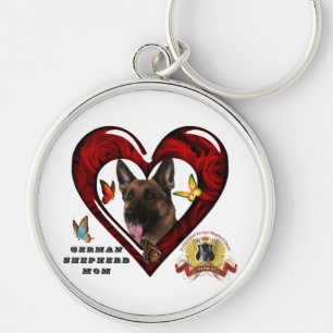 Tysk herdemamma Keychain Rund Silverfärgad Nyckelring