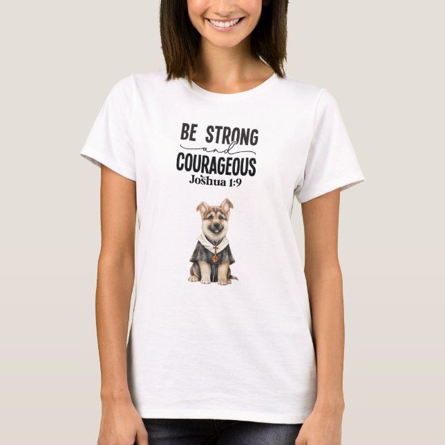 Tysk herdepräst ska vara stark och modig t shirt (Framsida)