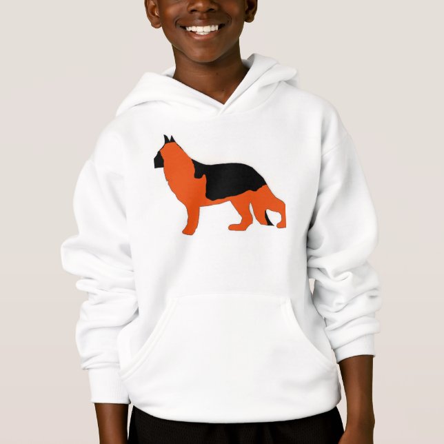 Tysk herdesilosvart och rött t-shirt (Framsida)