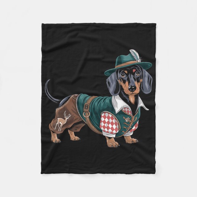 Tysk Hund Dachshund Bavarian Weiner Sause _3 Fleecefilt (Framsidan)