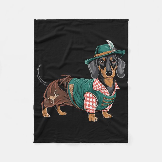 Tysk Hund Dachshund Bavarian Weiner Sause _4 Fleecefilt (Framsidan)