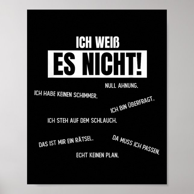 Tysk _ _ Ich Weiß Es Nicht Poster (Framsidan)