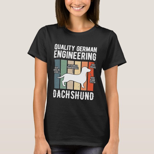 Tysk ingenjörsexamen Dachshund Weiner Hund T Shirt (Framsida)