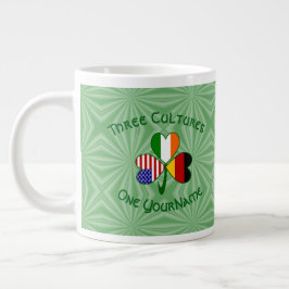 Tysk irländsk amerikansk Flaggor Shamrock Personli Jumbo Mugg