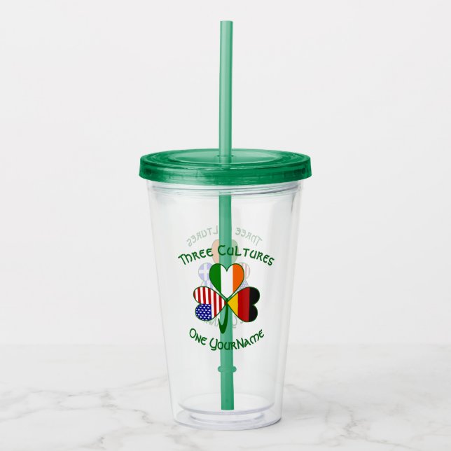 Tysk irländsk amerikansk Flaggor Shamrock Personli Take Away Mugg (Framsida)