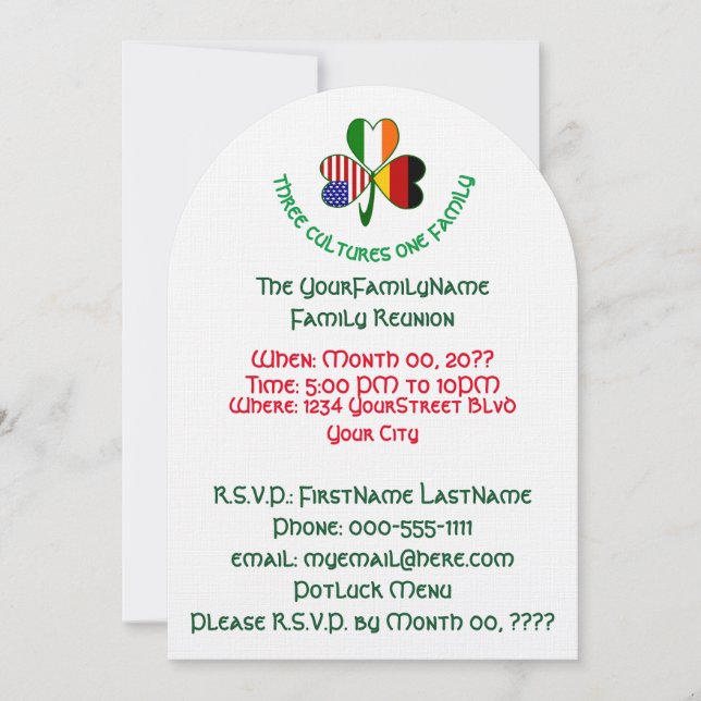 Tysk irländsk amerikansk Shamrock Family Reunion Inbjudningar (Framsida)