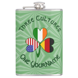 Tysk Irländsk USA Shamrock Flagga Personlig Text Fickplunta