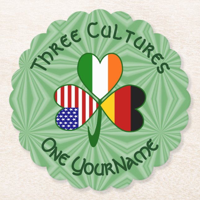 Tysk Irländsk USA Shamrock Flagga Personlig Text Underlägg Papper (Framsida)