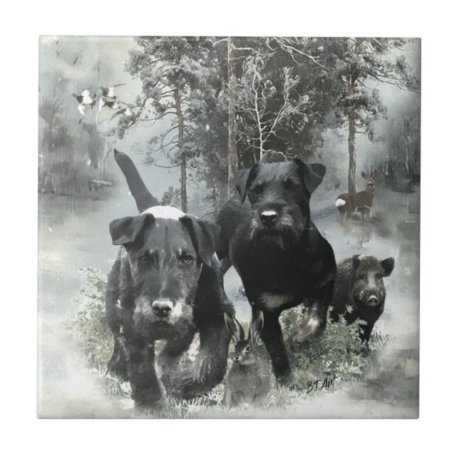 Tysk jakt Terrier, Jagdskräcker, Art Kakelplatta (Framsidan)