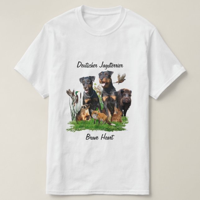 Tysk jakt Terrier (Jagdskräcker) T-Shirt (Design framsida)