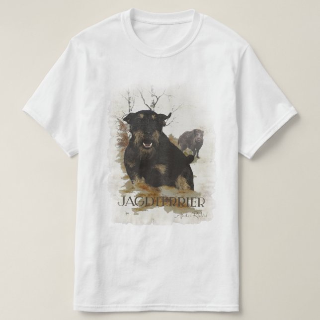 Tysk jakt Terrier (Jagdskräcker) T-Shirt (Design framsida)