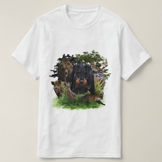 Tysk jakt Terrier (Jagdskräcker) T-Shirt (Design framsida)