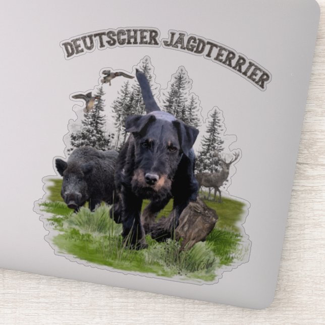 Tysk jaktterrier (Jagdskräcker) Sticker Klistermärken (Detalj)