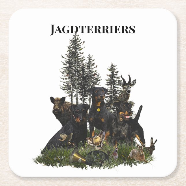 Tysk jaktterrier (Jagdterrier) Underlägg Papper Kvadrat (Framsidan)