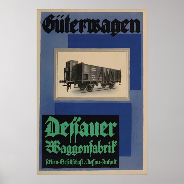 Tysk järnvägsaffisch Dessau vagnfabrik Poster (Framsidan)