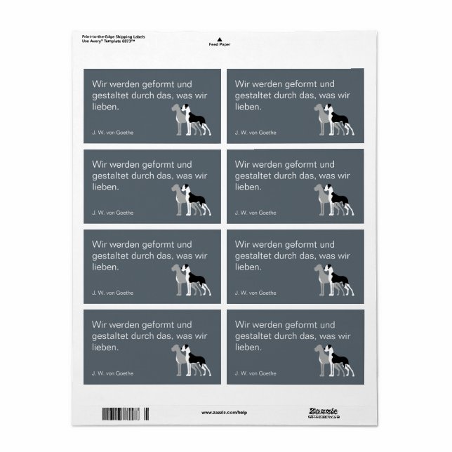 Tysk jättehundsetiketter fraktsedel (Helt Ark)