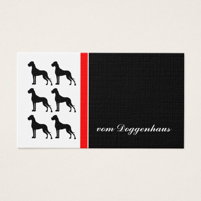 Tysk jättepinscher visitkort (Framsidan)