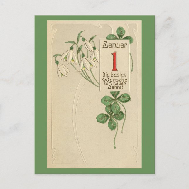 Tysk Jugendstil gott nytt år Helg Vykort (Framsida)
