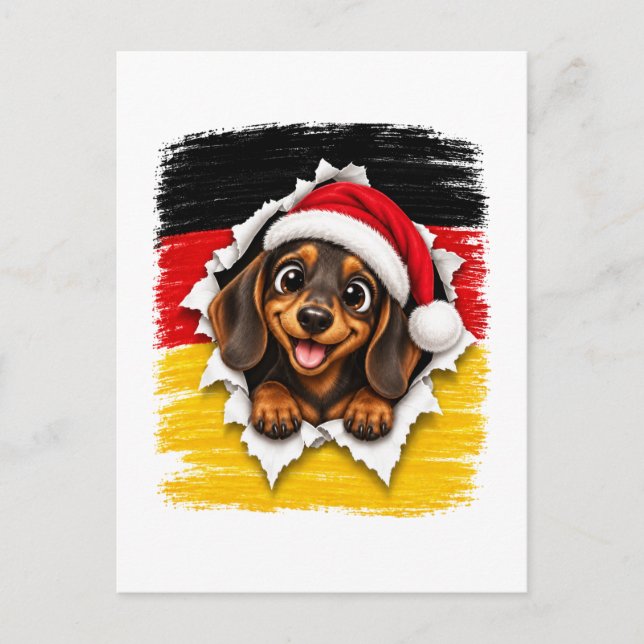 Tysk jul Dachshund Inbjudan Vykort (Framsida)