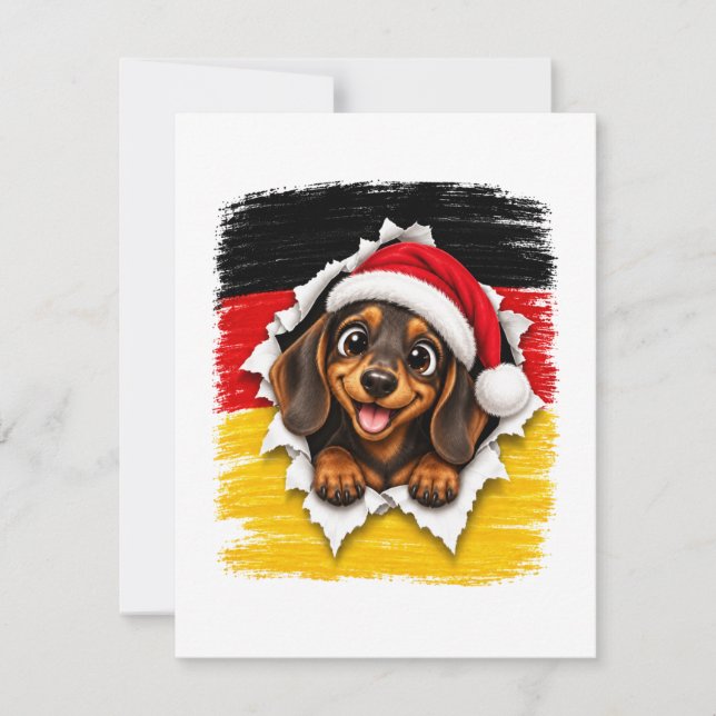 Tysk jul Dachshund Inbjudningar (Framsida)