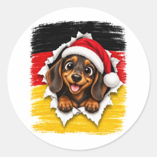 Tysk jul dackel runt klistermärke