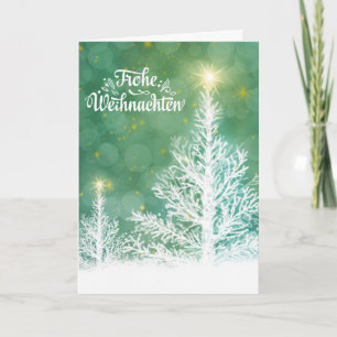 Tysk jul Fröhe Weihnachten Vita tallar Helgkort