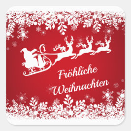 Tysk jul - Snöflingor, tomten, renar Fyrkantigt Klistermärke
