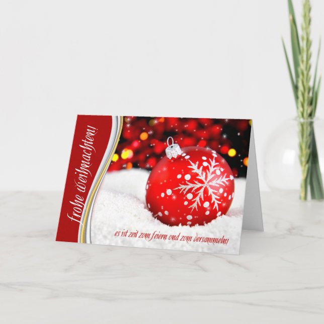 Tysk jul Weihnachten Red Snowflake Helgkort (Framsida)