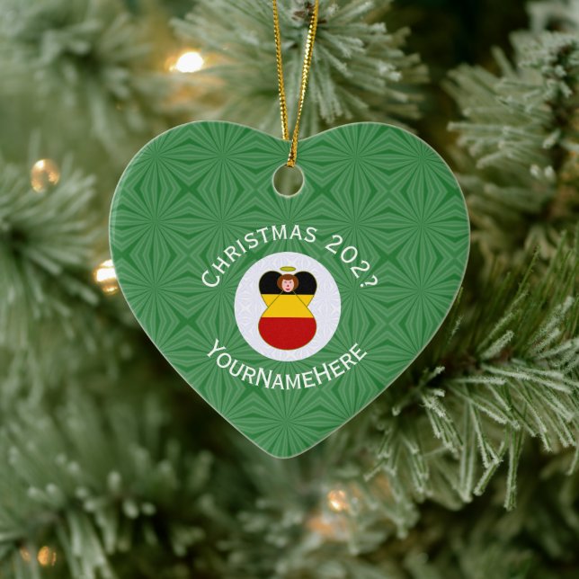 Tysk julängel personlig hjärta julgransprydnad keramik (Träd)