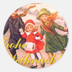 Tysk julkort Frohe Weihnachten Runt Klistermärke