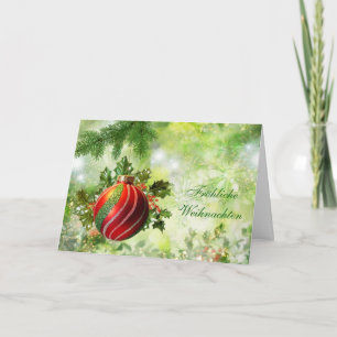 Tysk julröd grönt, holly, gräs helgkort