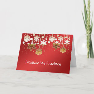 Tysk julsnöflingor på rött helgkort