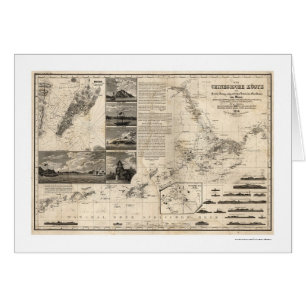 Tysk karta över Kina med Guangdong och Macao 1834 Hälsningskort