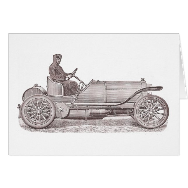 Tysk klassisk bil Mercedes Camille Jenatzy Hälsningskort (Framsidan Horizontal)