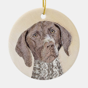 Tysk kortfärgad målarfärg - Hund Art Julgransprydnad Keramik