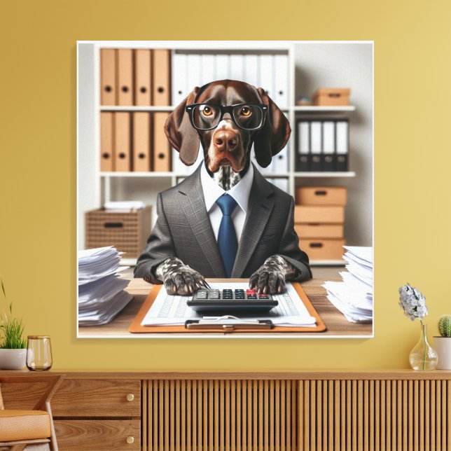 Tysk kortfristig pekararbeterrevisor canvastryck (Insitu (Vardagsrum))