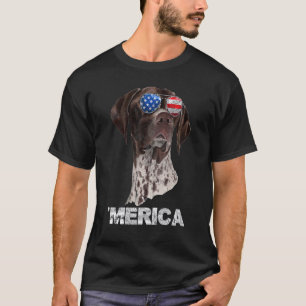 Tysk kortfristig pekare amerikansk USA flagga 4:e  T Shirt