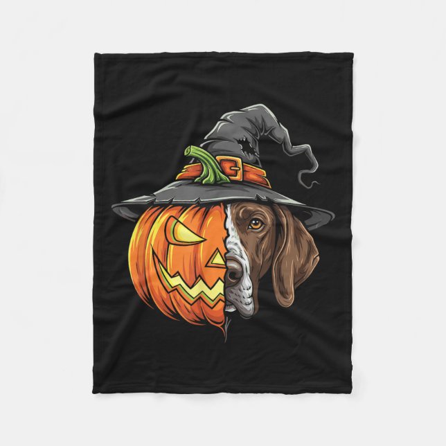 Tysk kortfristig pekare Pumpkin Jack o lantern Fleecefilt (Framsidan)