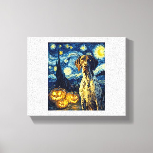 Tysk Korthårig Pointer 1 Söt Hund Halloween Ja Canvastryck (Framsida)