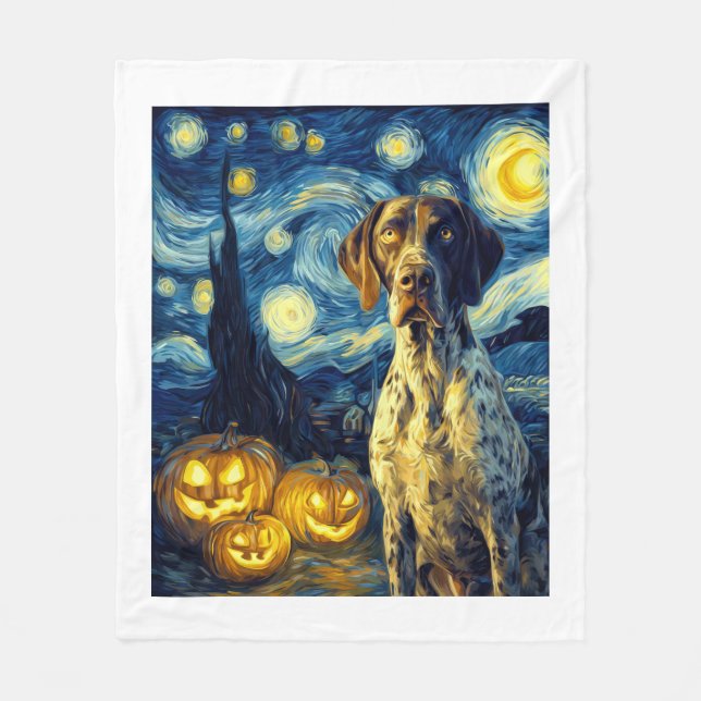 Tysk Korthårig Pointer 1 Söt Hund Halloween Ja Fleecefilt (Framsidan)