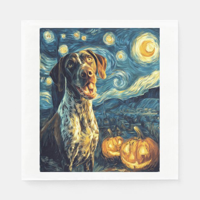 Tysk Korthårig Pointer 2 Söt Hund Halloween Ja Pappersservett (Framsidan)