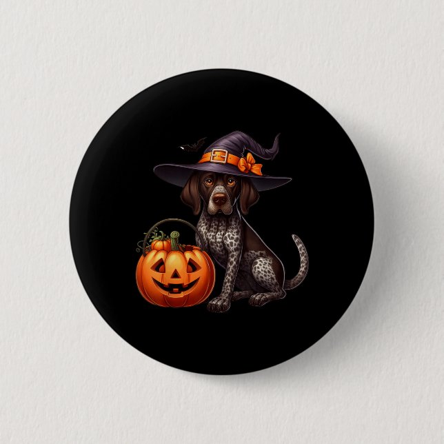 Tysk korthårig pointer häxor Halloween Knapp (Framsida)