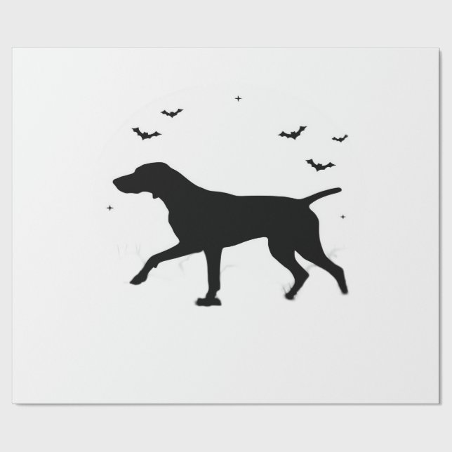 Tysk korthårig pointer hund Halloween-måne silhuet Presentpapper (Platt)