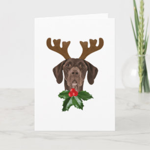 Tysk korthårig pointer hund horn jul kort